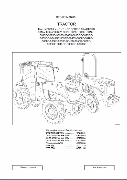 download Massey Ferguson MF3600 series tractor workshop manual