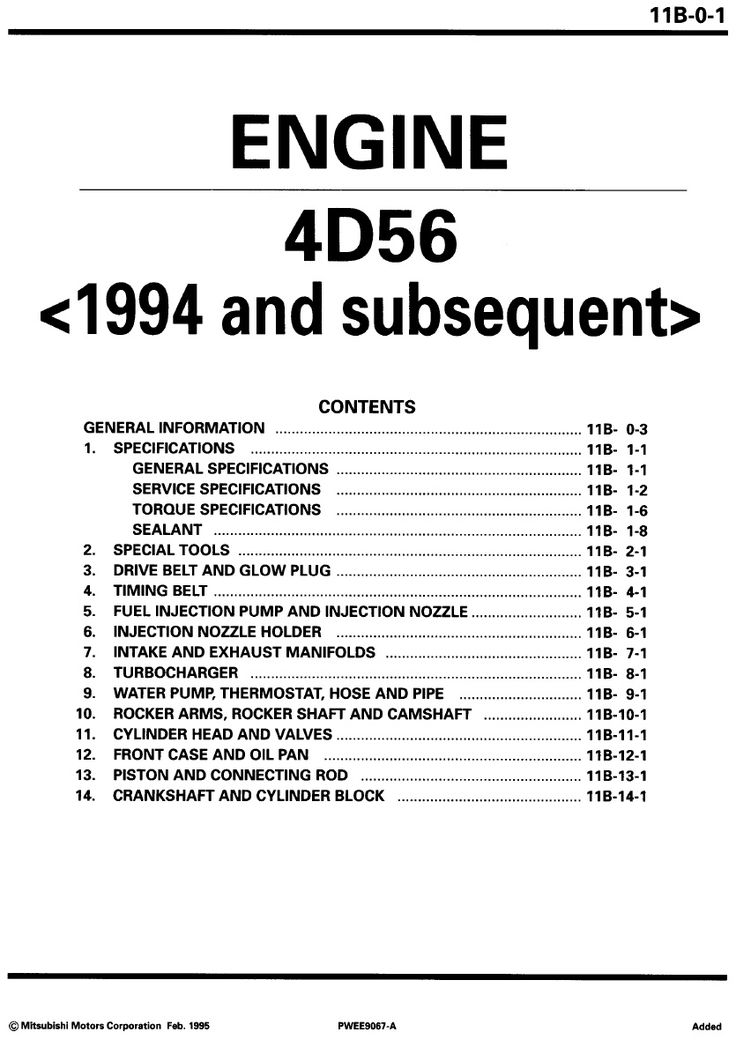 download Mitsubishi 4D56 engine workshop manual