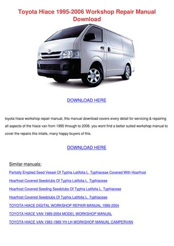 download Toyota Hiace Van workshop manual